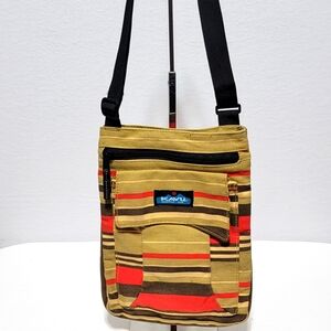 KAVU Striped Crossbody Bag - Tan and‎ Red  P153